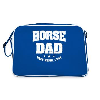 Pferd Papa Sie wiehern Ich zahle Reiten - Retro Tasche - Blau/Weiß - Hinten