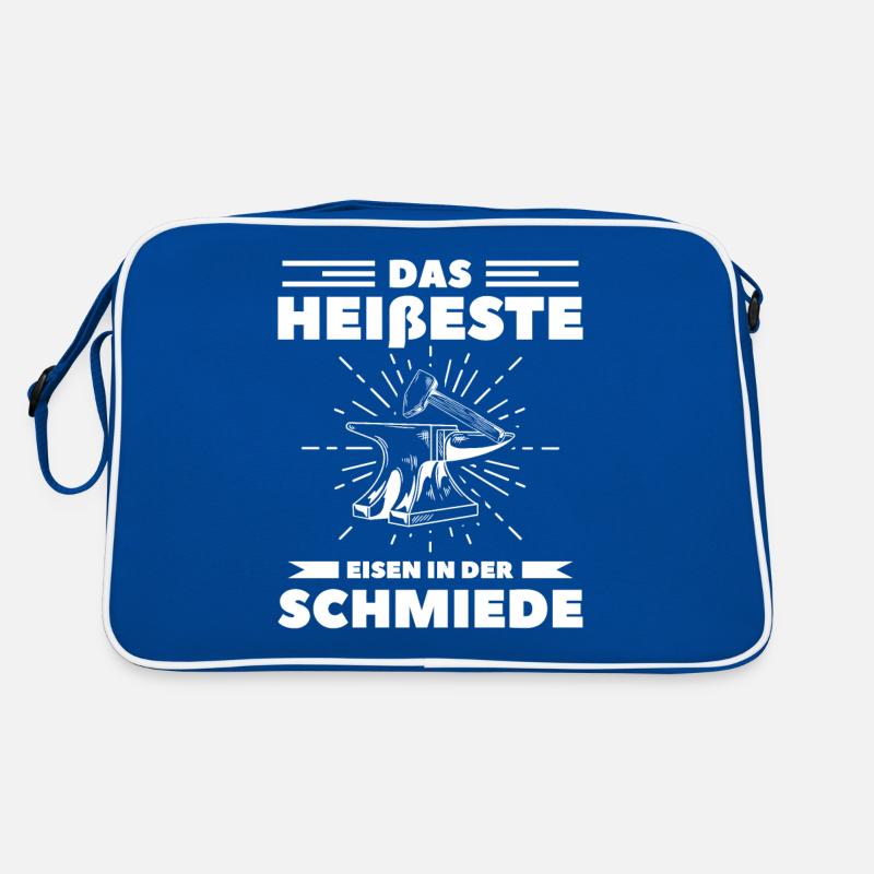 Das Heißeste Eisen In Der Schmiede Schmiedekunst - Retro Tasche - Blau/Weiß