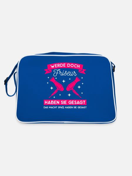 Werde Doch Friseur Haben Sie Gesagt Haarschneider - Retro Tasche - Blau/Weiß - Hinten