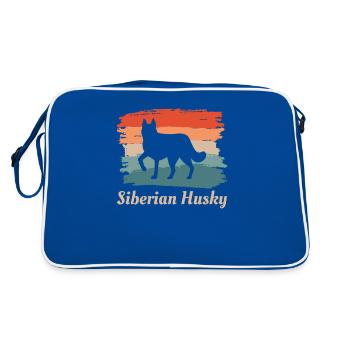 Vintage Retro Siberian Husky Huskies Dog Lover - Retro Bag - blue/white - Back