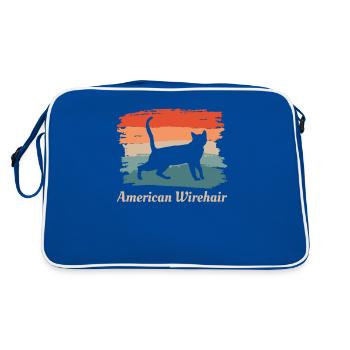 Vintage Retro American Wirehair Cat Lover - Retro Bag - blue/white - Back