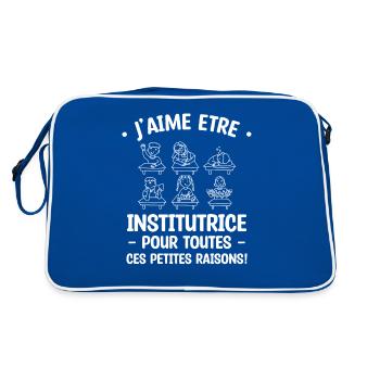 J'aime Etre Institutrice Pour Toutes Ces Petites - Sac Retro - bleu/blanc - Dos