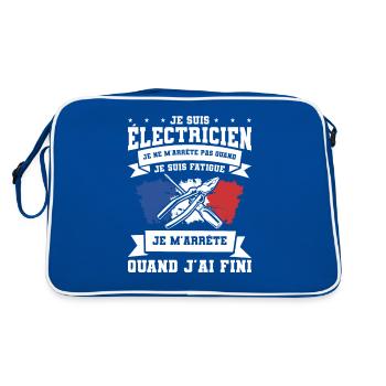 Je Suis Électricien Je Ne M'Arrête Pas Quand Je - Retro Tasche - Blau/Weiß - Hinten