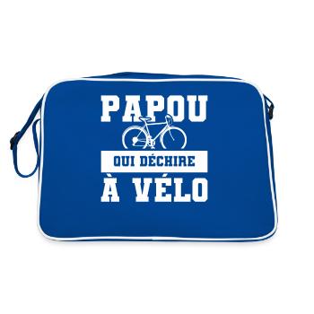 Papou Qui Déchire À Vélo Cyclisme Cycliste - Retro Tasche - Blau/Weiß - Hinten