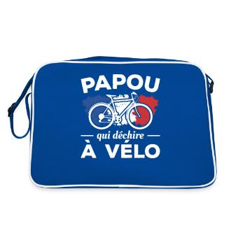 Papou Qui Déchire À Vélo Cyclisme Cycliste - Retro Tasche - Blau/Weiß - Hinten