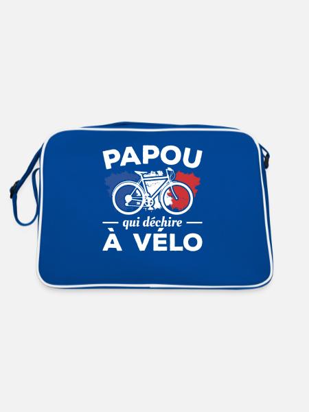 Papou Qui Déchire À Vélo Cyclisme Cycliste - Retro Tasche - Blau/Weiß - Hinten