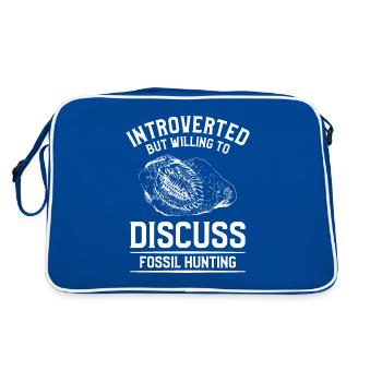Introverted But Willing To Discuss Fossil Hunting - Retro Bag - blue/white - Back