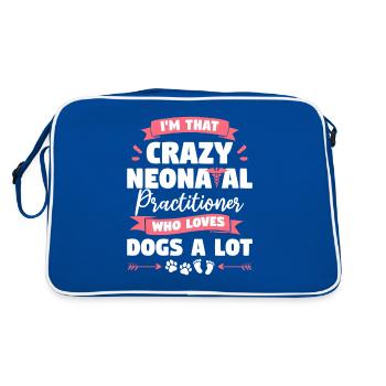 Ich bin dieser verrückte Neugeborene-Praktiker, der liebt - Retro Tasche - Blau/Weiß - Hinten