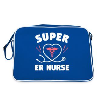 Super ER Krankenschwester Notaufnahme Krankenschwestern RN - Retro Tasche - Blau/Weiß - Hinten
