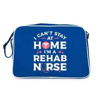 Ich kann nicht zu Hause bleiben Ich bin eine Reha-Krankenschwester RN Krankenschwestern - Retro Tasche - Blau/Weiß - Hinten