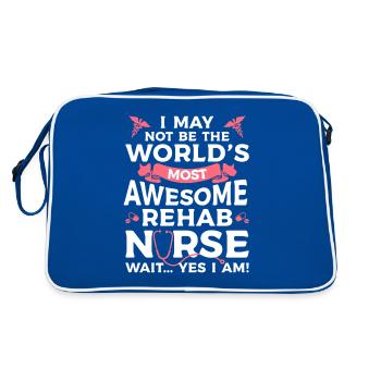 Ich bin vielleicht nicht die großartigste Reha-Krankenschwester der Welt - Retro Tasche - Blau/Weiß - Hinten