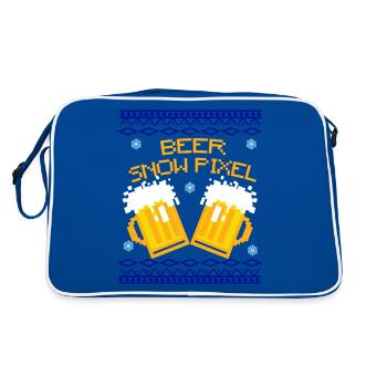 bier beer snow pixel weihnacht motiv uglychristmas - Retro Tasche - Blau/Weiß - Hinten