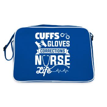 Cuffs Gloves Corrections Nurse Life Nursing RN - Retro Bag - blue/white - Back