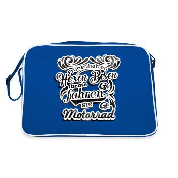 Früher hatten hexen besen heute fahen sie motorrad - Retro Tasche - Blau/Weiß - Hinten