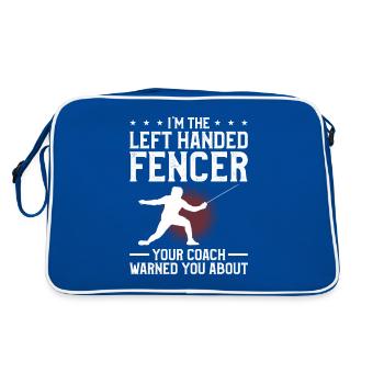 Ich bin der linkshändige Fechter, den dein Trainer dich gewarnt hat - Retro Tasche - Blau/Weiß - Hinten