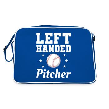 Left Handed Pitcher Funny Lefty Baseball Player - Retro Bag - blue/white - Back