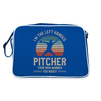 I'm The Left Handed Pitcher Your Mom Warned You - Retro Bag - blue/white - Back