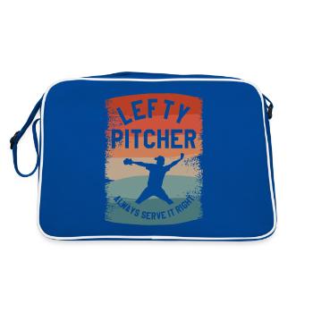 Lefty Pitcher Always Serve It Right Baseball - Retro Bag - blue/white - Back