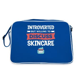 Introverted But Willing To Discuss Skincare - Retro Bag - blue/white - Back