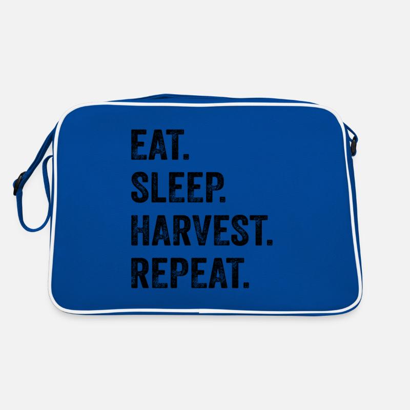 Eat Sleep Harvest Repeat Schwarzer Text Retro Tasche