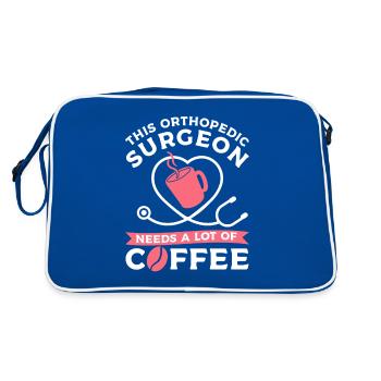 Dieser orthopädische Chirurg braucht viel Kaffee - Retro Tasche - Blau/Weiß - Hinten
