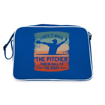 I Hate It When The Pitcher Threw Ball To The Right - Retro Bag - blue/white - Back