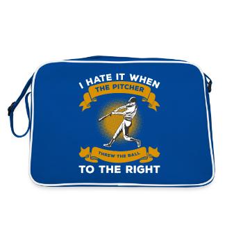 I Hate It When The Pitcher Threw Ball To The Right - Retro Bag - blue/white - Back
