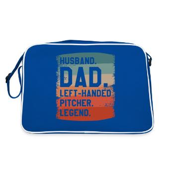 Husband Dad Left-Handed Pitcher Legend Baseball - Retro Bag - blue/white - Back