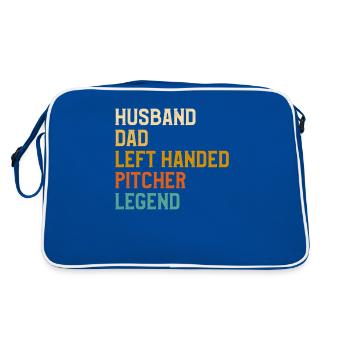 Husband Dad Left-Handed Pitcher Legend Baseball - Retro Bag - blue/white - Back