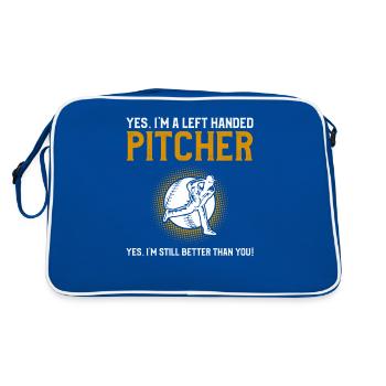 Yes I'm A Left Handed Pitcher Yes I'm Still Better - Retro Bag - blue/white - Back