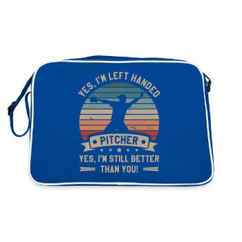 Yes I'm Left Handed Pitcher Yes I'm Still Better - Retro Bag - blue/white - Back