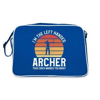 Ich bin der linkshändige Bogenschütze, den dein Trainer dich gewarnt hat - Retro Tasche - Blau/Weiß - Hinten
