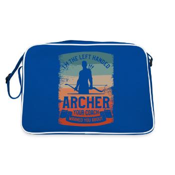 Ich bin der linkshändige Bogenschütze, den dein Trainer dich gewarnt hat - Retro Tasche - Blau/Weiß - Hinten