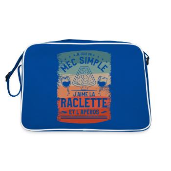 Je Suis Un Mec Simple J'aime La Raclette Et - Sac Retro - bleu/blanc - Dos
