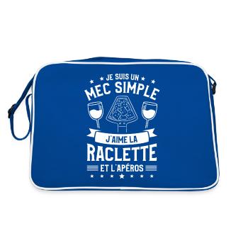 Je Suis Un Mec Simple J'aime La Raclette Et - Sac Retro - bleu/blanc - Dos