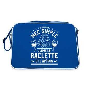 Je Suis Un Mec Simple J'aime La Raclette Et - Sac Retro - bleu/blanc - Dos
