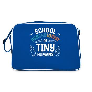 Schulpsychologe von winzigen Menschen Psychologen - Retro Tasche - Blau/Weiß - Hinten
