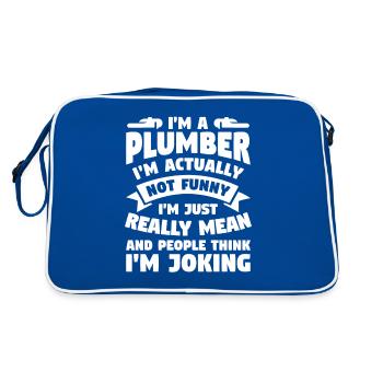 I'm A Plumber I'm Actually Not Funny I'm Just - Retro Bag - blue/white - Back