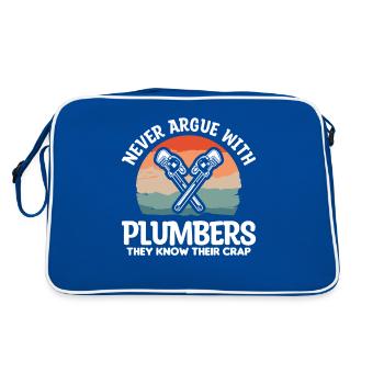 Never Argue With Plumbers They Know Their Crap - Retro Bag - blue/white - Back