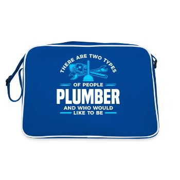 There Are Two Types Of People Plumber And Who - Retro Bag - blue/white - Back