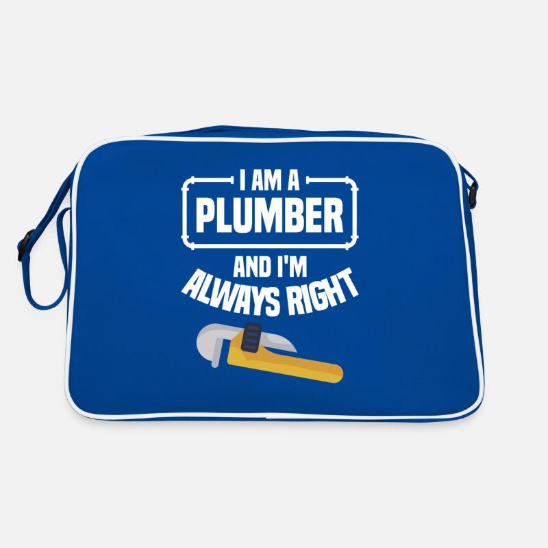 Ich bin ein Klempner und ich bin immer richtig Klempner Retro Tasche