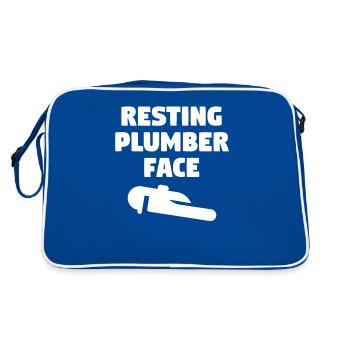 Ruhender Klempner Gesicht Klempner Klempner - Retro Tasche - Blau/Weiß - Hinten