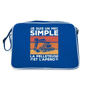 Je Suis Un Mec Simple J'aime La Pelleteuse Et - Sac Retro - bleu/blanc - Dos