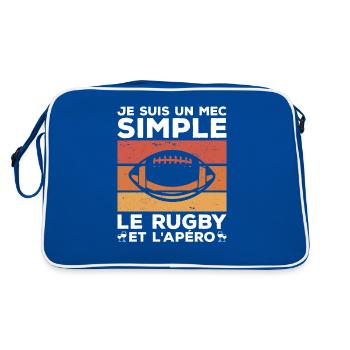 Je Suis Un Mec Simple J'aime Le Rugby Et L'Apéro - Sac Retro - bleu/blanc - Dos