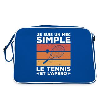 Je Suis Un Mec Simple J'aime Le Tennis Et L'Apéro - Sac Retro - bleu/blanc - Dos
