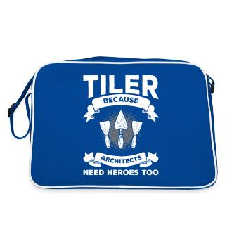 Fliesenleger, weil Architekten auch Helden brauchen - Retro Tasche - Blau/Weiß - Hinten