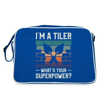 Je suis un carreleur Quel est votre superpouvoir Carrelage Carreleurs - Sac Retro - bleu/blanc - Dos