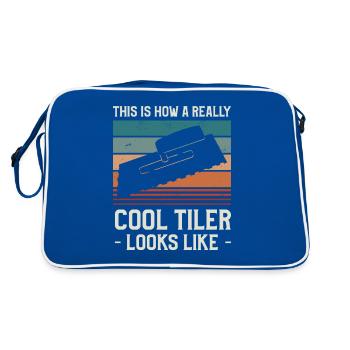 So sieht ein wirklich cooler Fliesenleger aus wie das Fliesenlegen - Retro Tasche - Blau/Weiß - Hinten