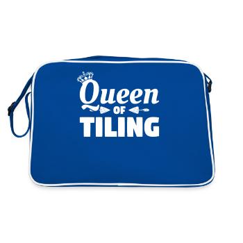 Queen Of Tiling Tilers Tile Floor Tiler - Retro Bag - blue/white - Back