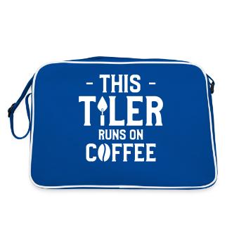 This Tiler Runs On Coffee Tiling Tilers - Retro Bag - blue/white - Back